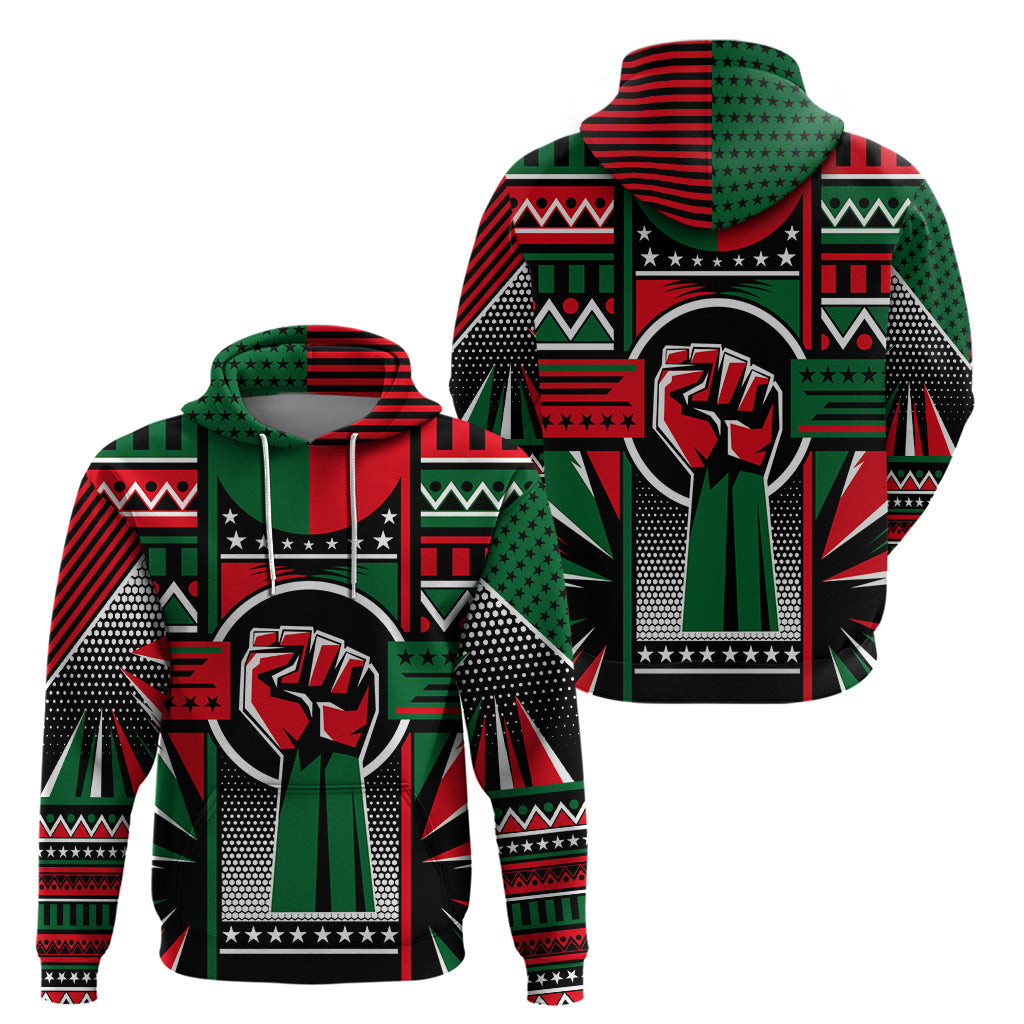 Power Fist And Patterns In Pan African Hoodie DT02