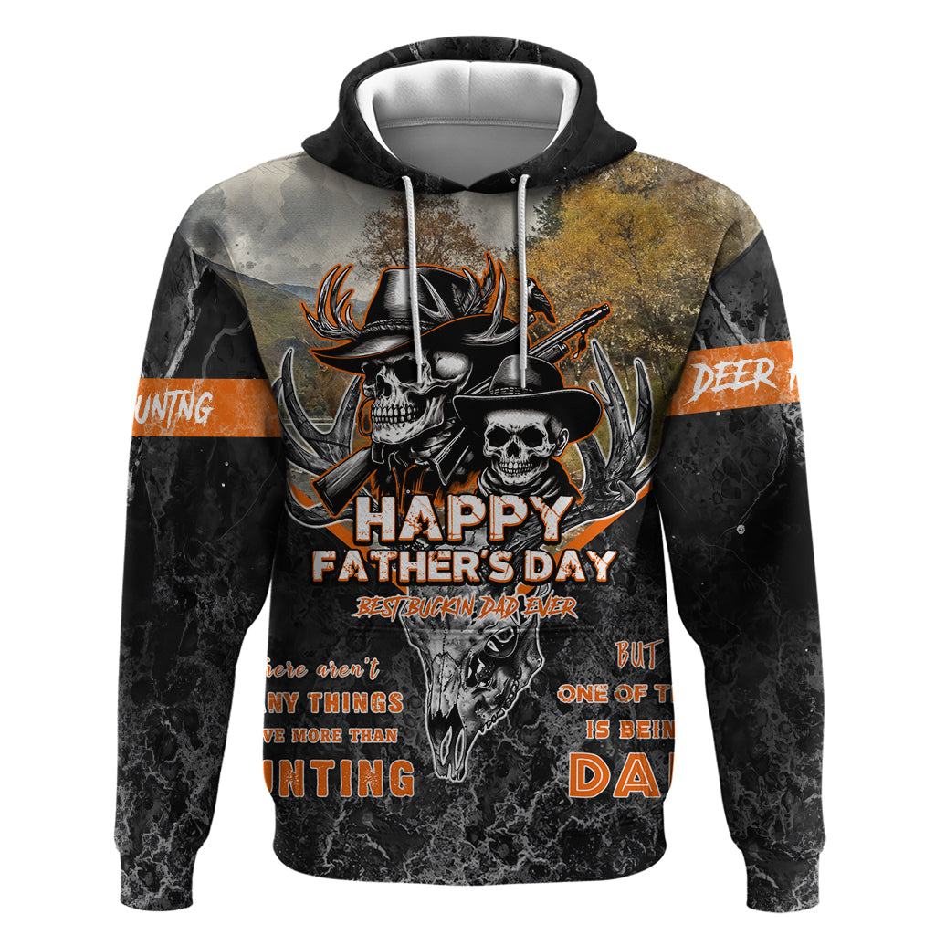 Father's Day Skull Deer Hunting Hoodie Best Buckin Dad Ever DT02