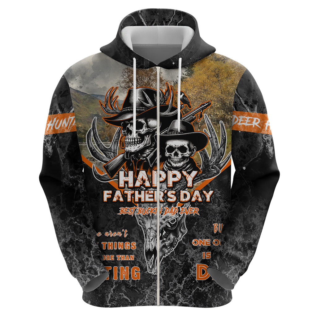 Father's Day Skull Deer Hunting Hoodie Best Buckin Dad Ever DT02