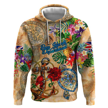 Bay Islands Department Hoodie Geographic Coordinate Anchor - Turlte Tropical DT02