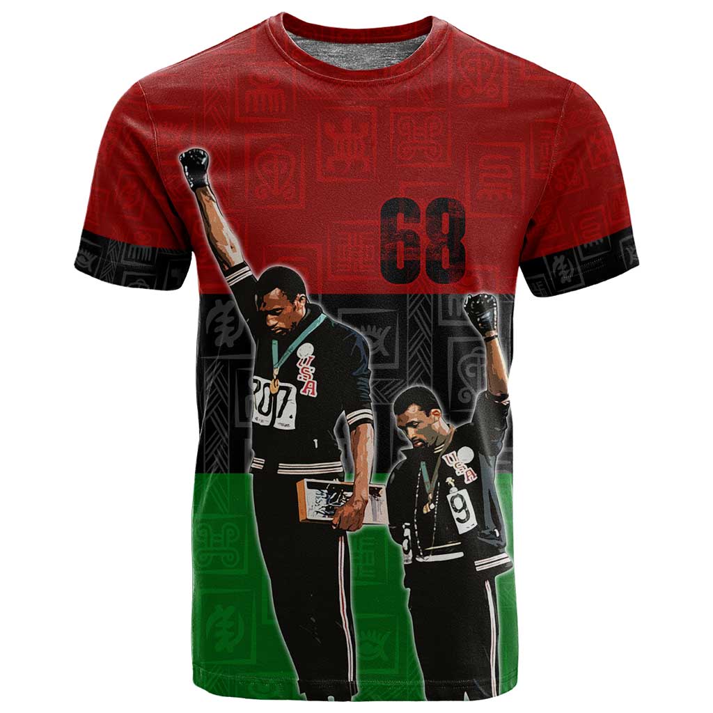 Mexico City 1968 African American T shirt Black Power Salute DT02