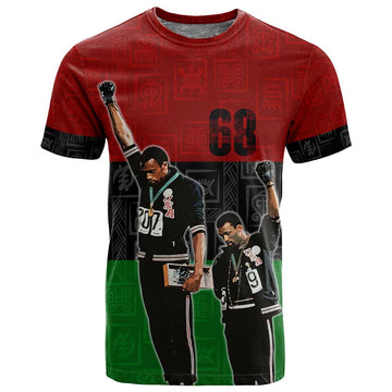 Mexico City 1968 African American T shirt Black Power Salute DT02