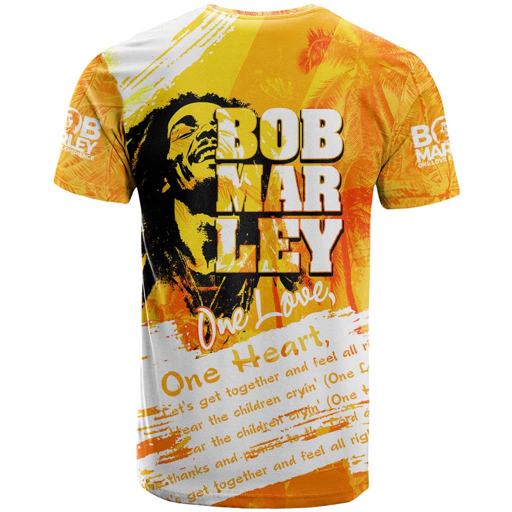 Legend Bob Reggae Afro T shirt One Love One Heart Tropical Leaf DT02