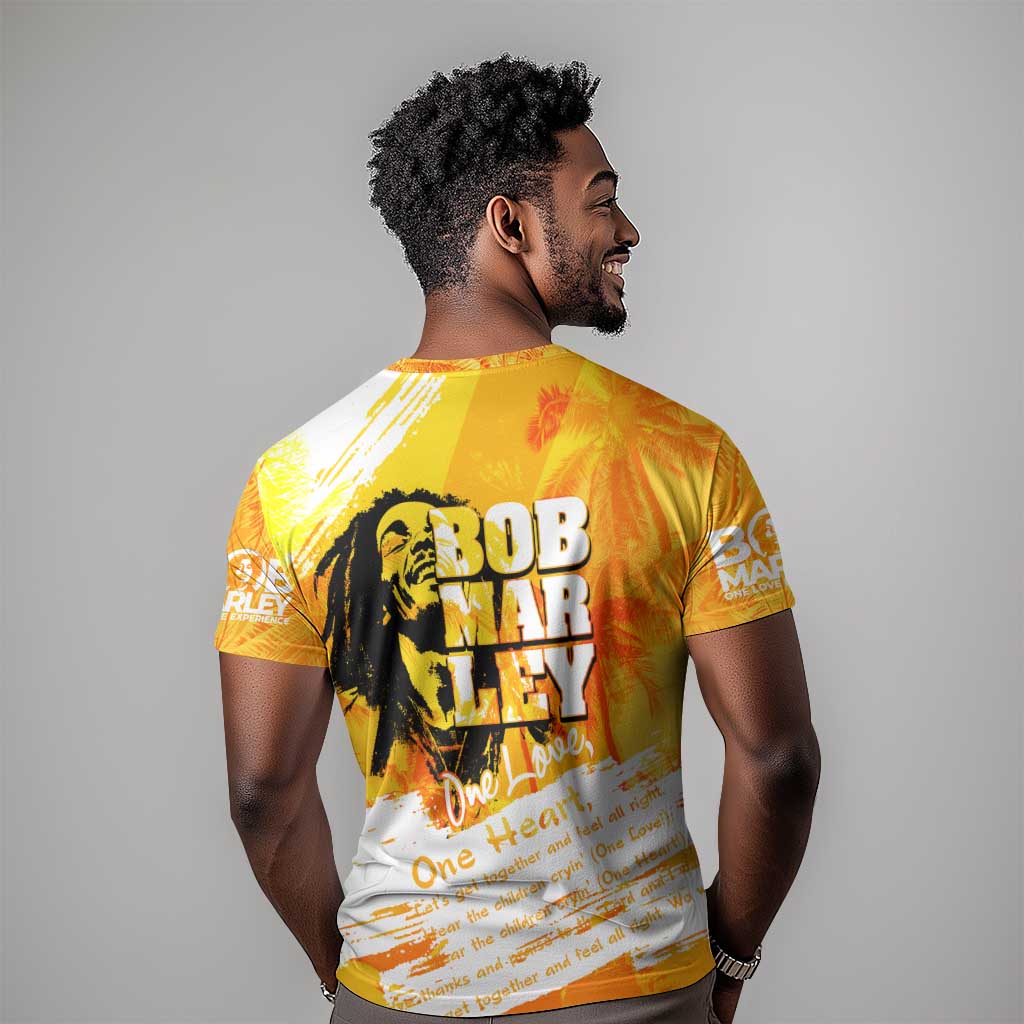 Legend Bob Reggae Afro T shirt One Love One Heart Tropical Leaf DT02