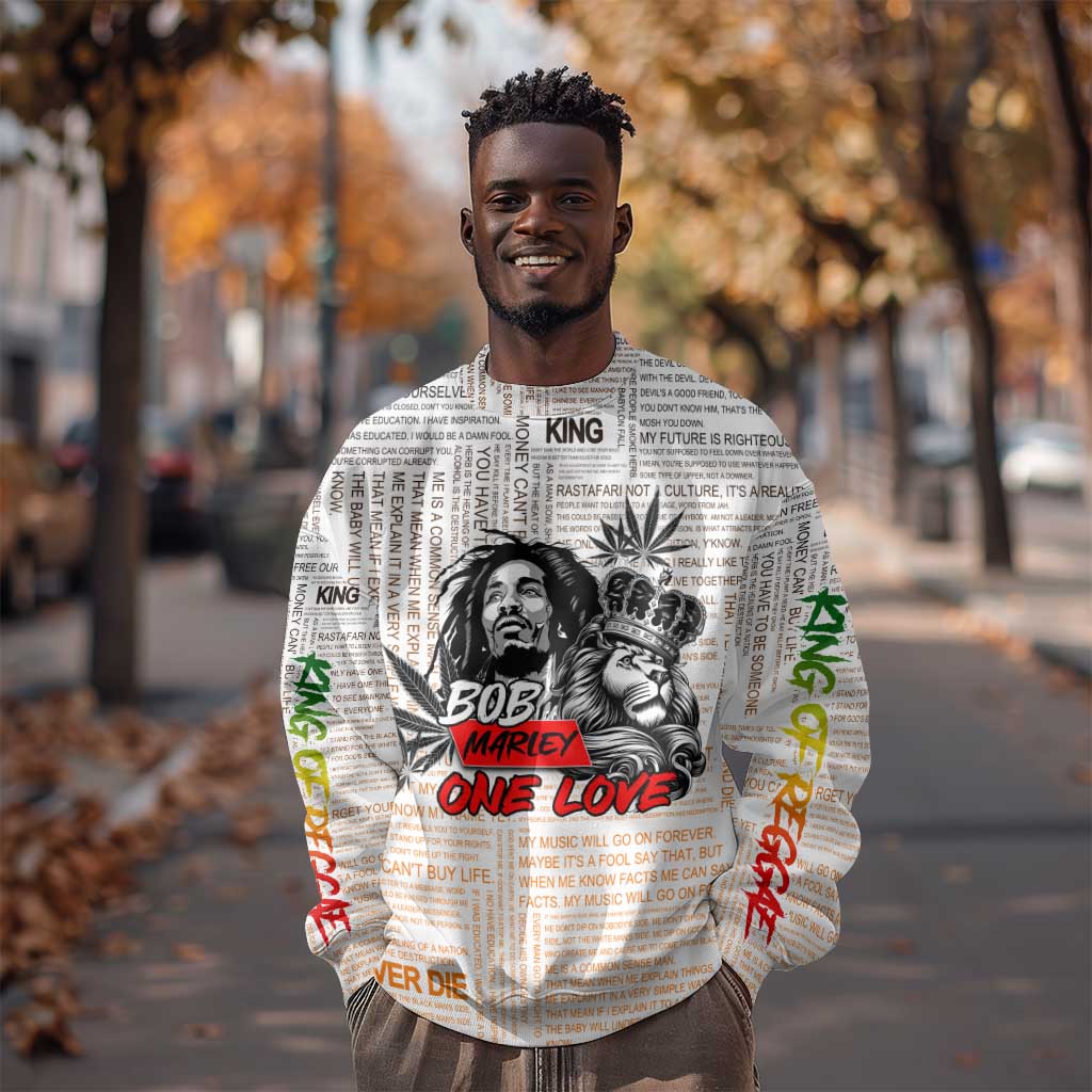 Afro King of Reggae Legend Bob Sweatshirt Rastafari Lion Cannabis Typography Style DT02