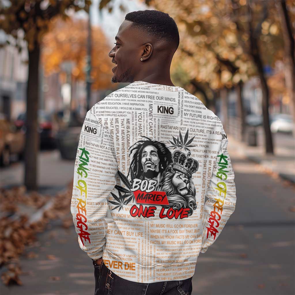 Afro King of Reggae Legend Bob Sweatshirt Rastafari Lion Cannabis Typography Style DT02