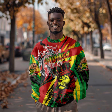 Afro Jamaica Lion Sweatshirt Coat Of Arms Rastafarianism DT02