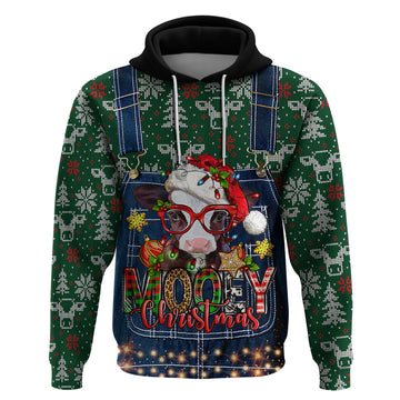 Mooey Christmas Hoodie Cow Santa Hat DT02