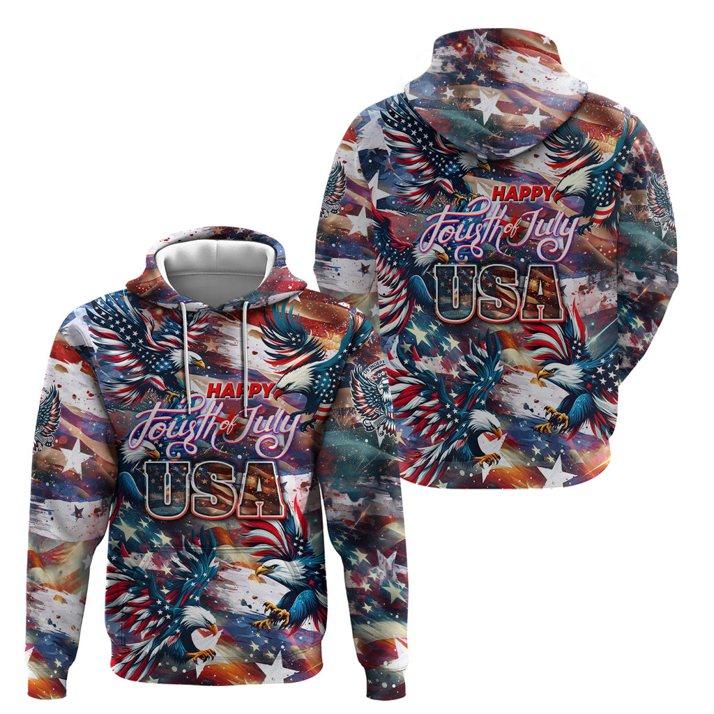 Happy Fourth of July Hoodie American Eagle Flag US Independence Day DT02