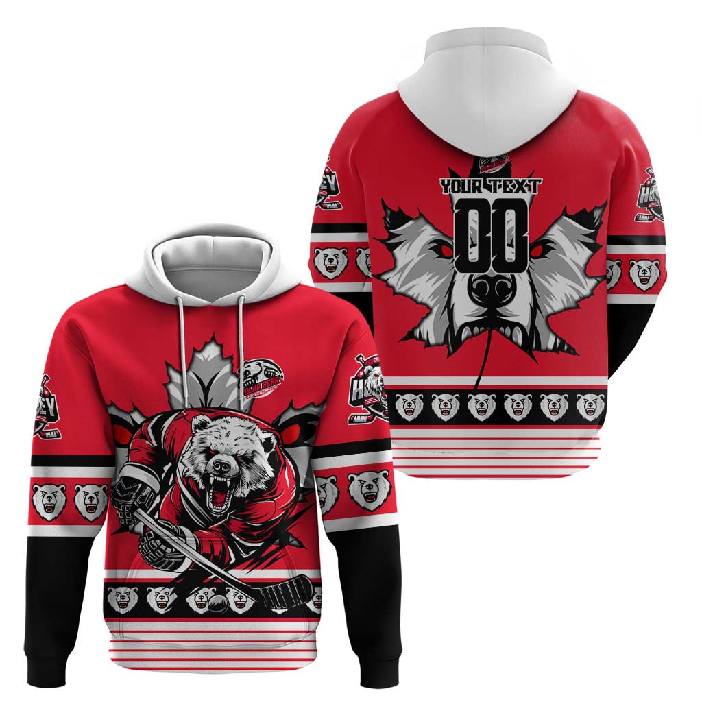 Personalized Polar Bear Hockey Canada Hoodie Maple Leaf Ice Warrior DT02