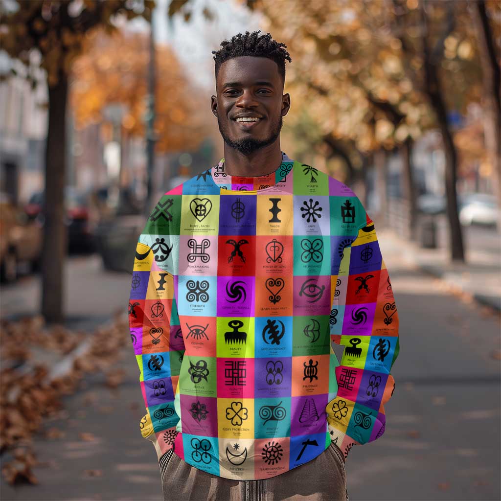 Multi Color Adinkra Symbols Sweatshirt African Adrinkra DT02