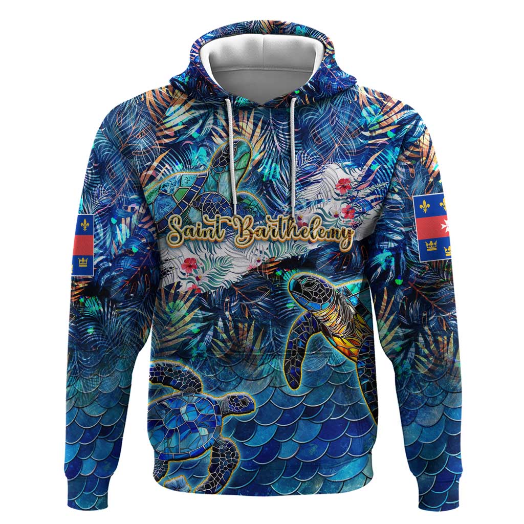 Saint Barthelemy Hoodie Sea Turtle Tropical Pattern DT02