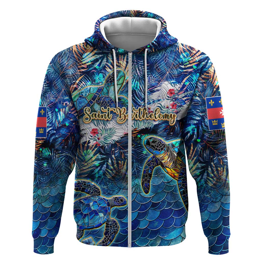 Saint Barthelemy Hoodie Sea Turtle Tropical Pattern DT02