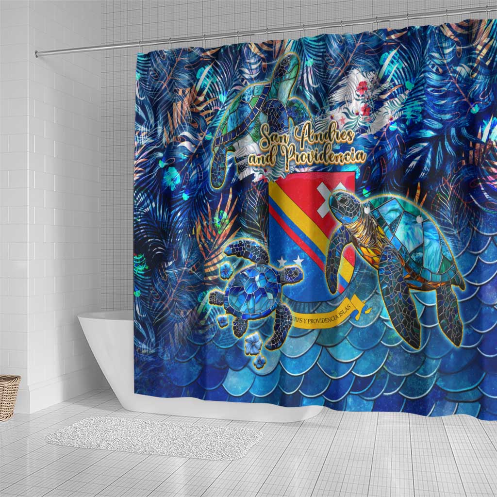 San Andres and Providencia Shower Curtain Sea Turtle Tropical Pattern DT02