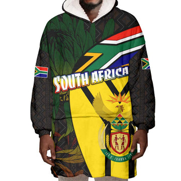 Coat Of Arms South Africa Wearable Blanket Hoodie Protea Unity Heritage DT02