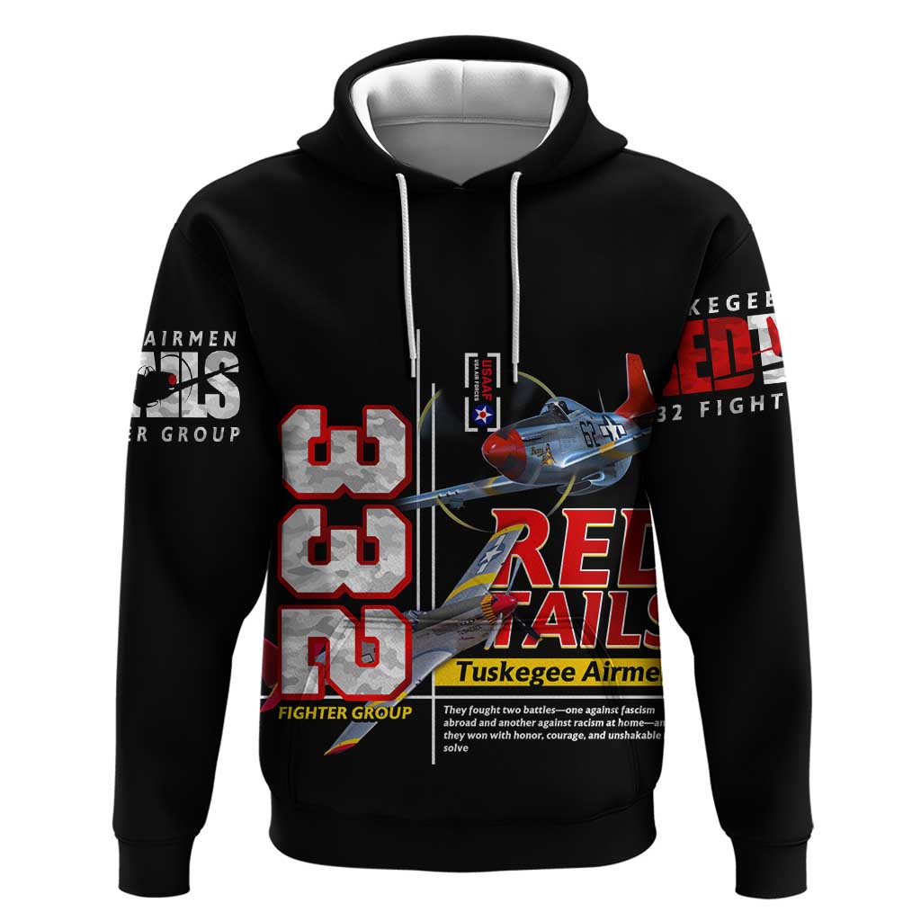 Red Tails Spitfire Tuskegee Airmen Hoodie 332nd Fighter Group WWII Legacy Tribute DT02