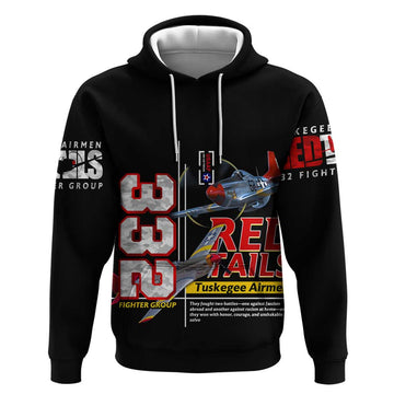 Red Tails Spitfire Tuskegee Airmen Hoodie 332nd Fighter Group WWII Legacy Tribute DT02