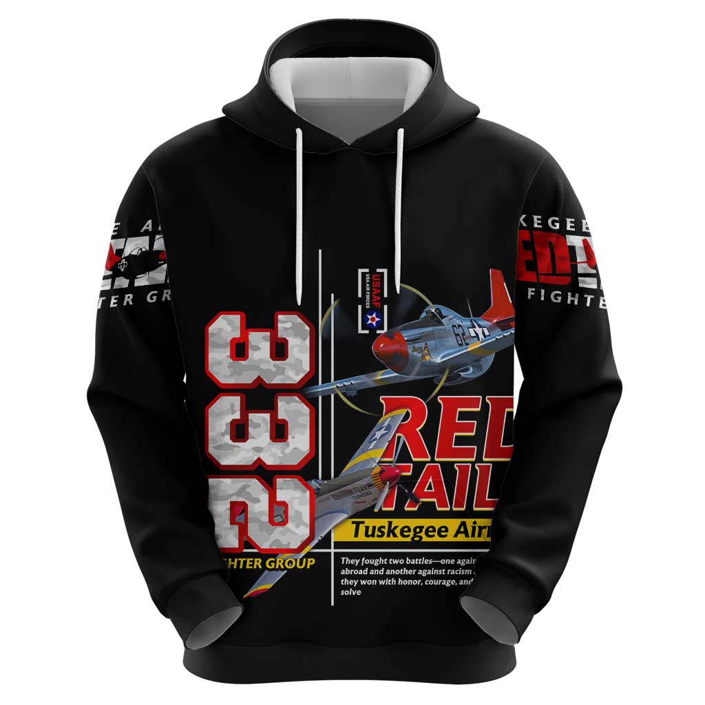 Red Tails Spitfire Tuskegee Airmen Hoodie 332nd Fighter Group WWII Legacy Tribute DT02