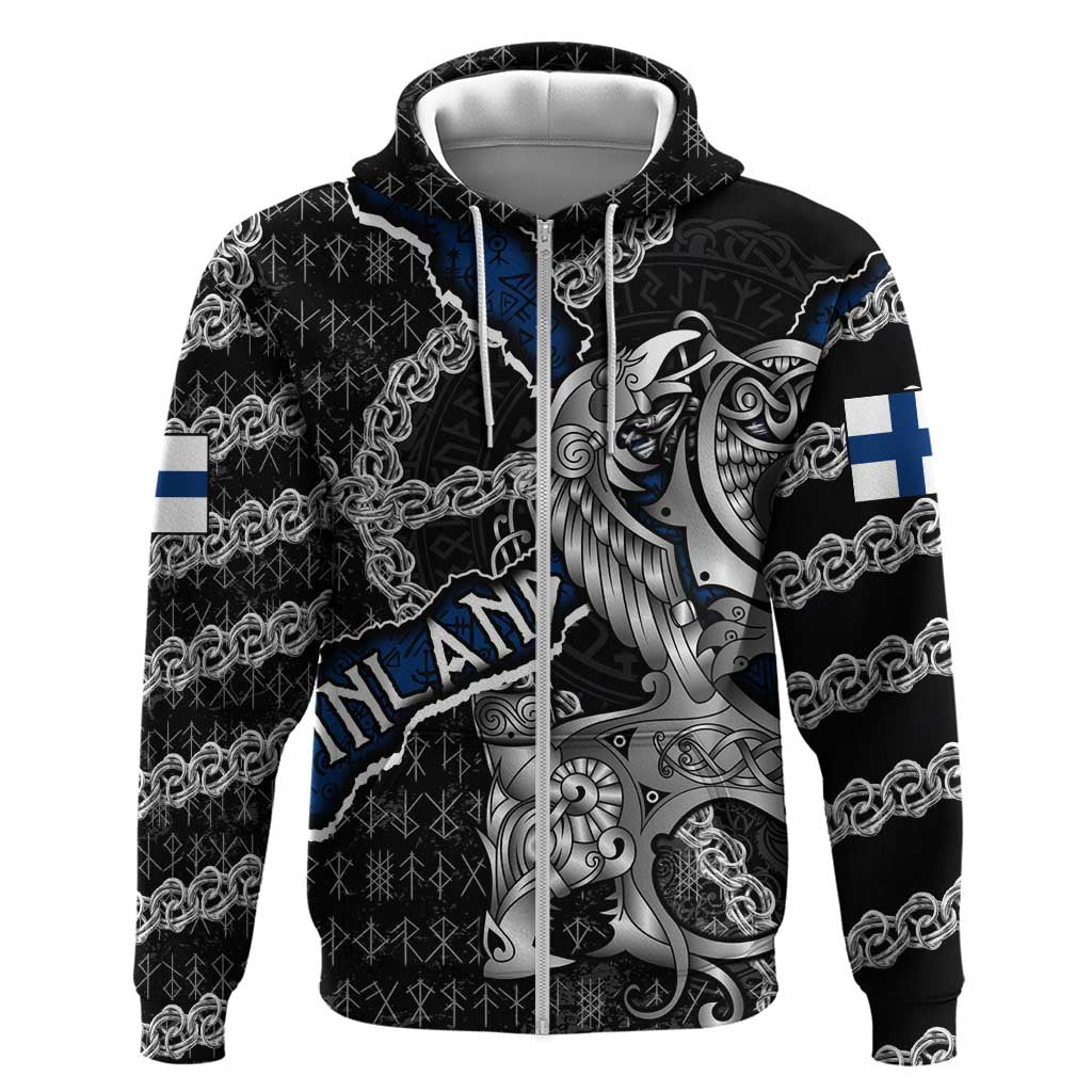 Personalized Finland Vikings Hoodie Nordic Lion Bound in Runes and Chains DT02