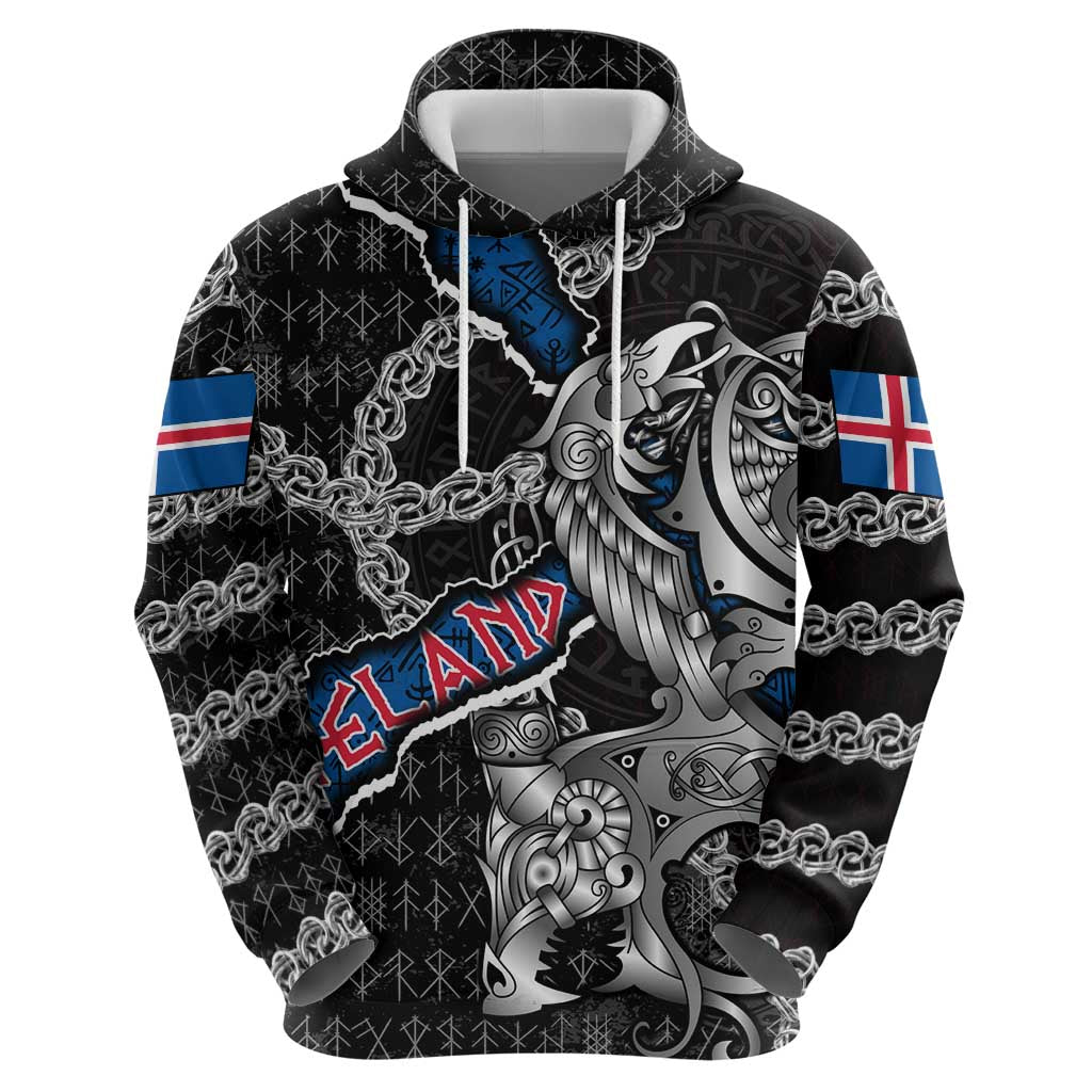 Personalized Iceland Vikings Hoodie Nordic Lion Bound in Runes and Chains DT02