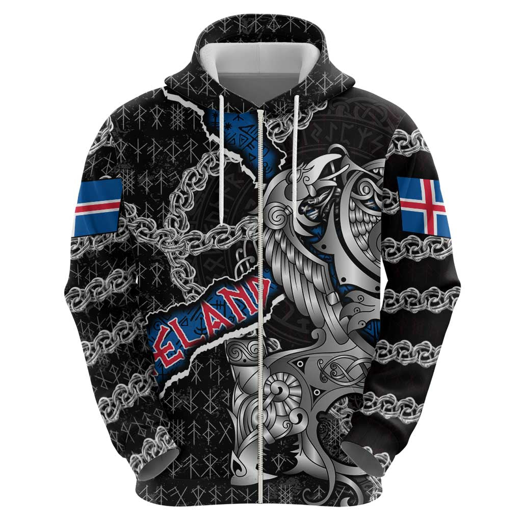 Personalized Iceland Vikings Hoodie Nordic Lion Bound in Runes and Chains DT02