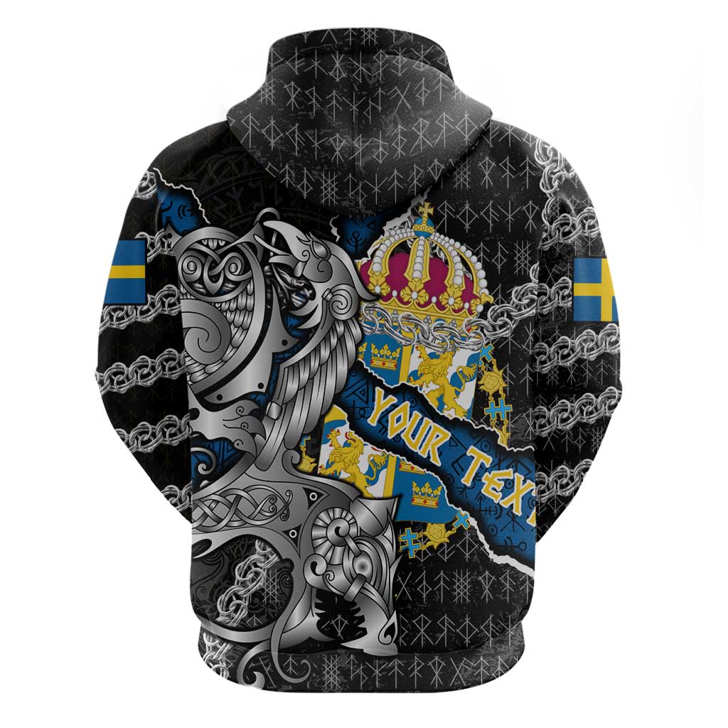 Personalized Sweden Vikings Hoodie Nordic Lion Bound in Runes and Chains DT02