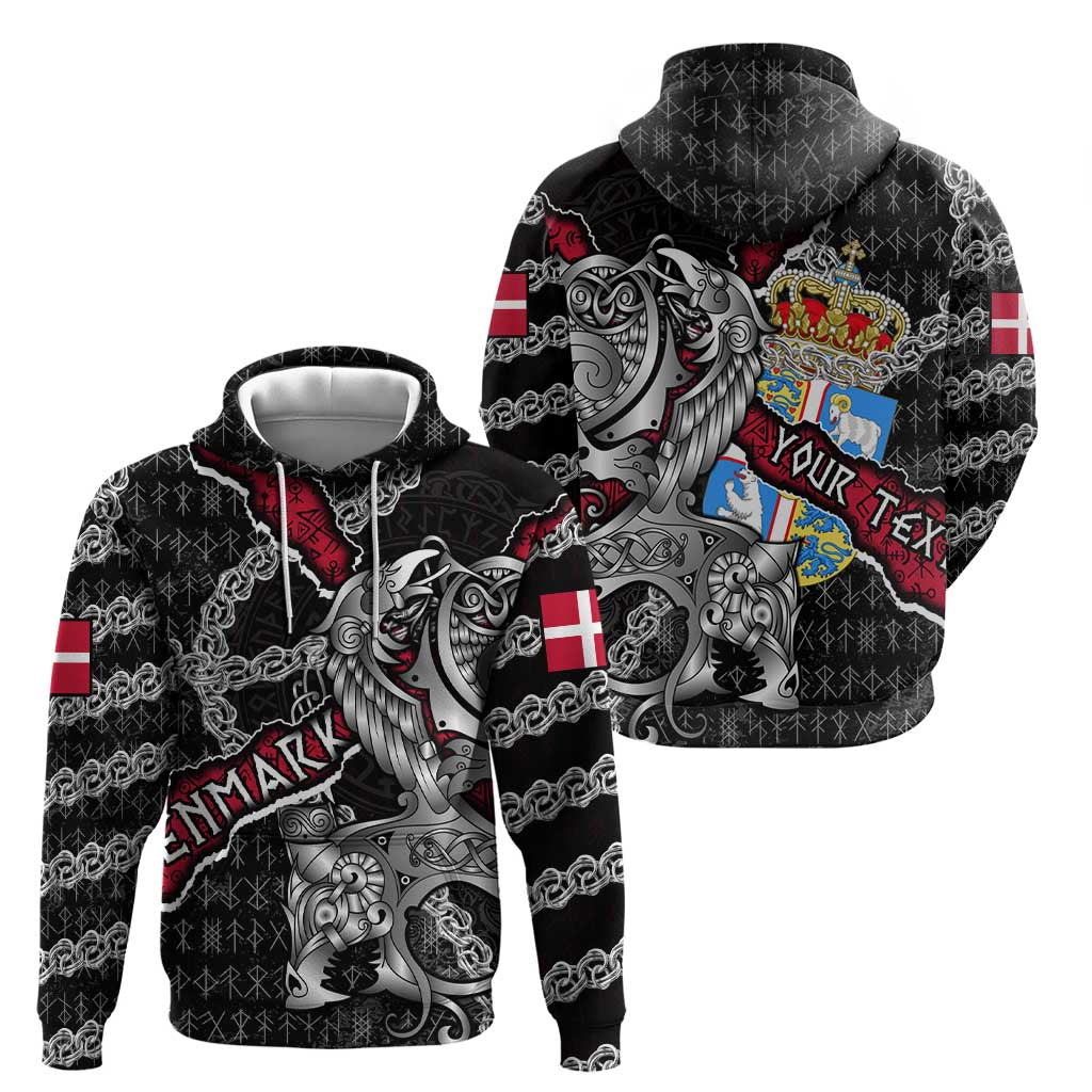 Personalized Denmark Vikings Hoodie Nordic Lion Bound in Runes and Chains DT02