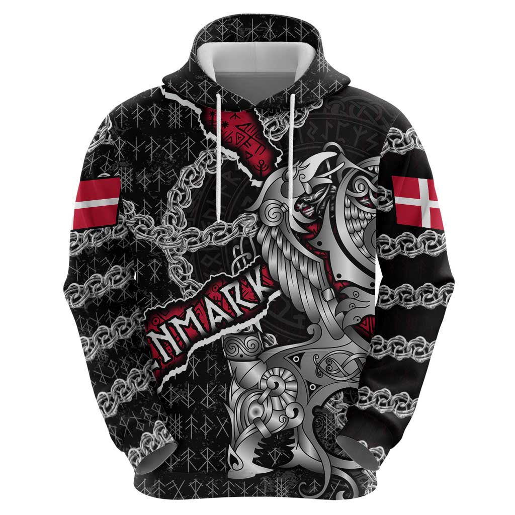 Personalized Denmark Vikings Hoodie Nordic Lion Bound in Runes and Chains DT02