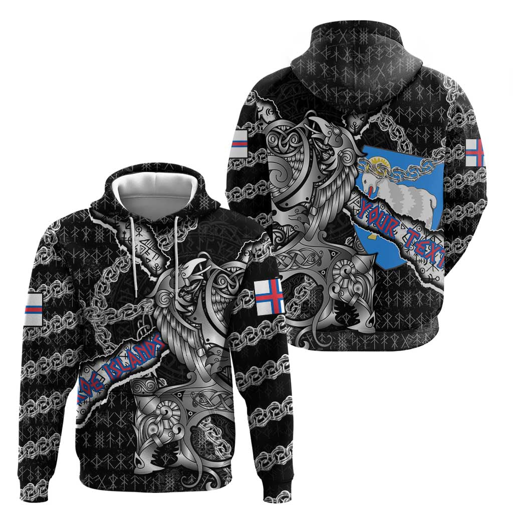 Personalized Faroe Islands Vikings Hoodie Nordic Lion Bound in Runes and Chains DT02