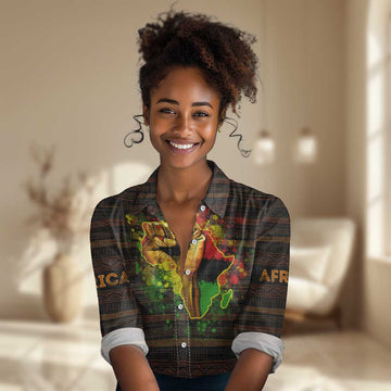 Black Power Women Casual Shirt Africa Map DT02