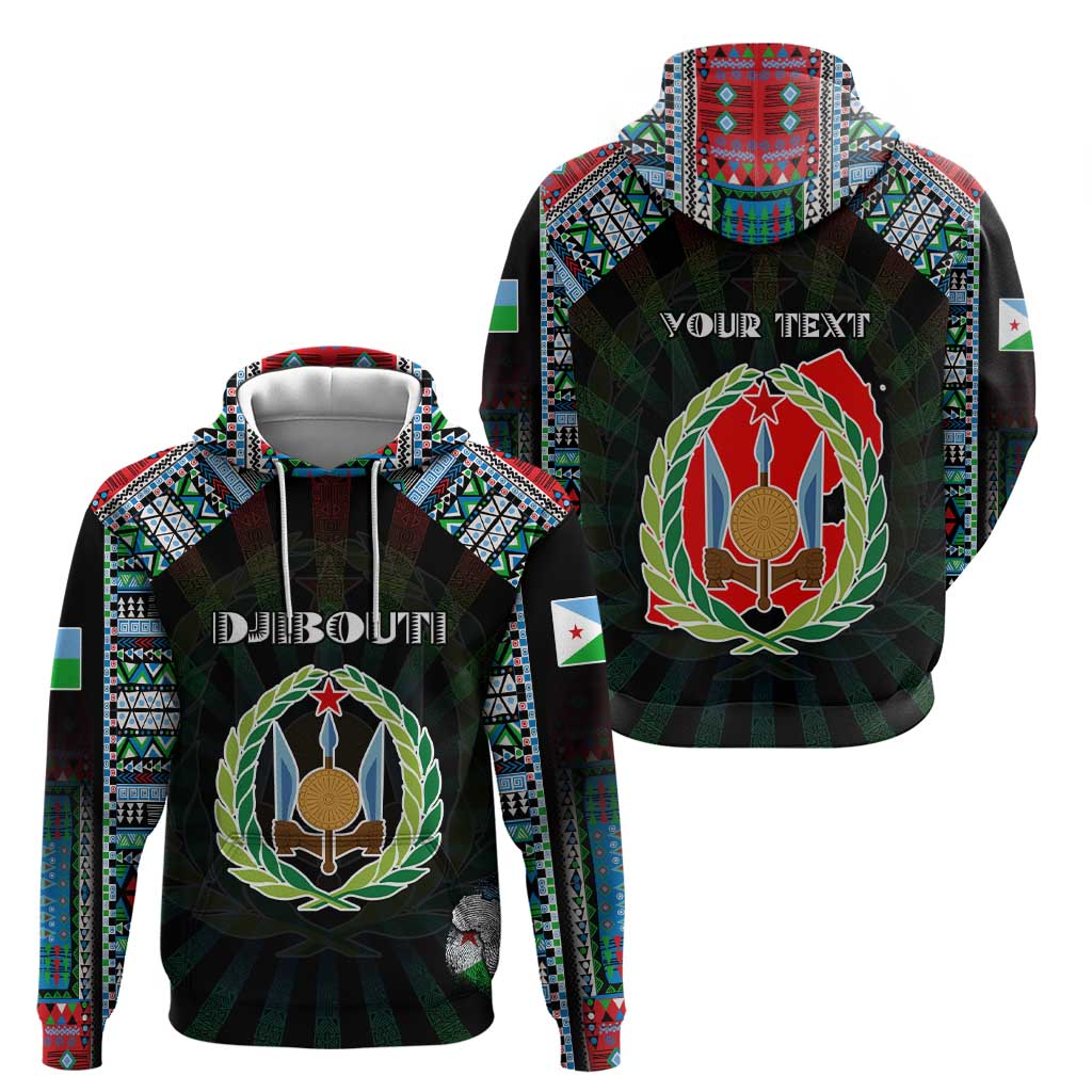 Personalized Djibouti Roots Hoodie African Map in Fingerprint and Tribal Colors DT02