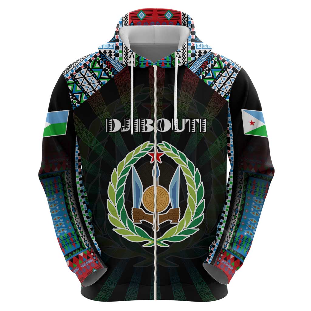 Personalized Djibouti Roots Hoodie African Map in Fingerprint and Tribal Colors DT02