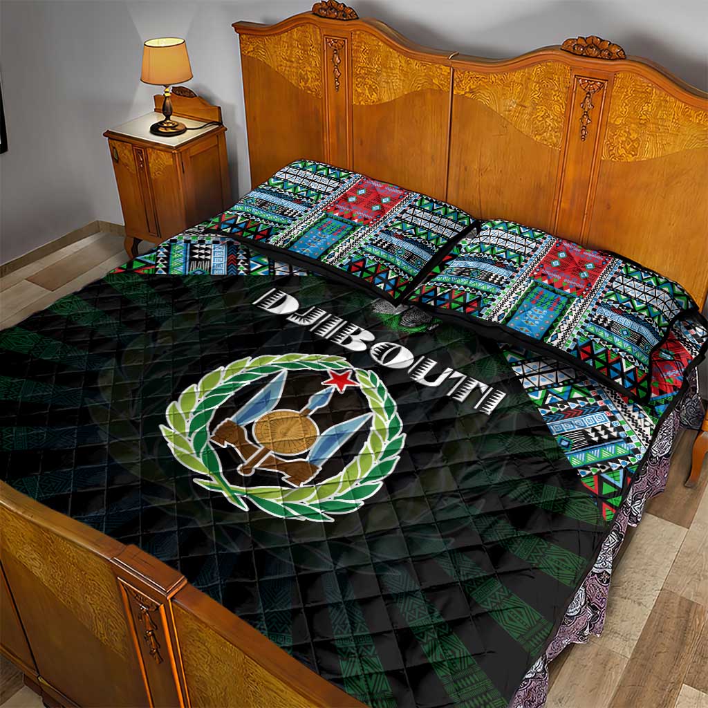 Djibouti Roots Quilt Bed Set African Pride in Fingerprint and Tribal Colors DT02