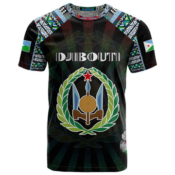 Personalized Djibouti Roots T shirt African Pride in Fingerprint and Tribal Colors DT02