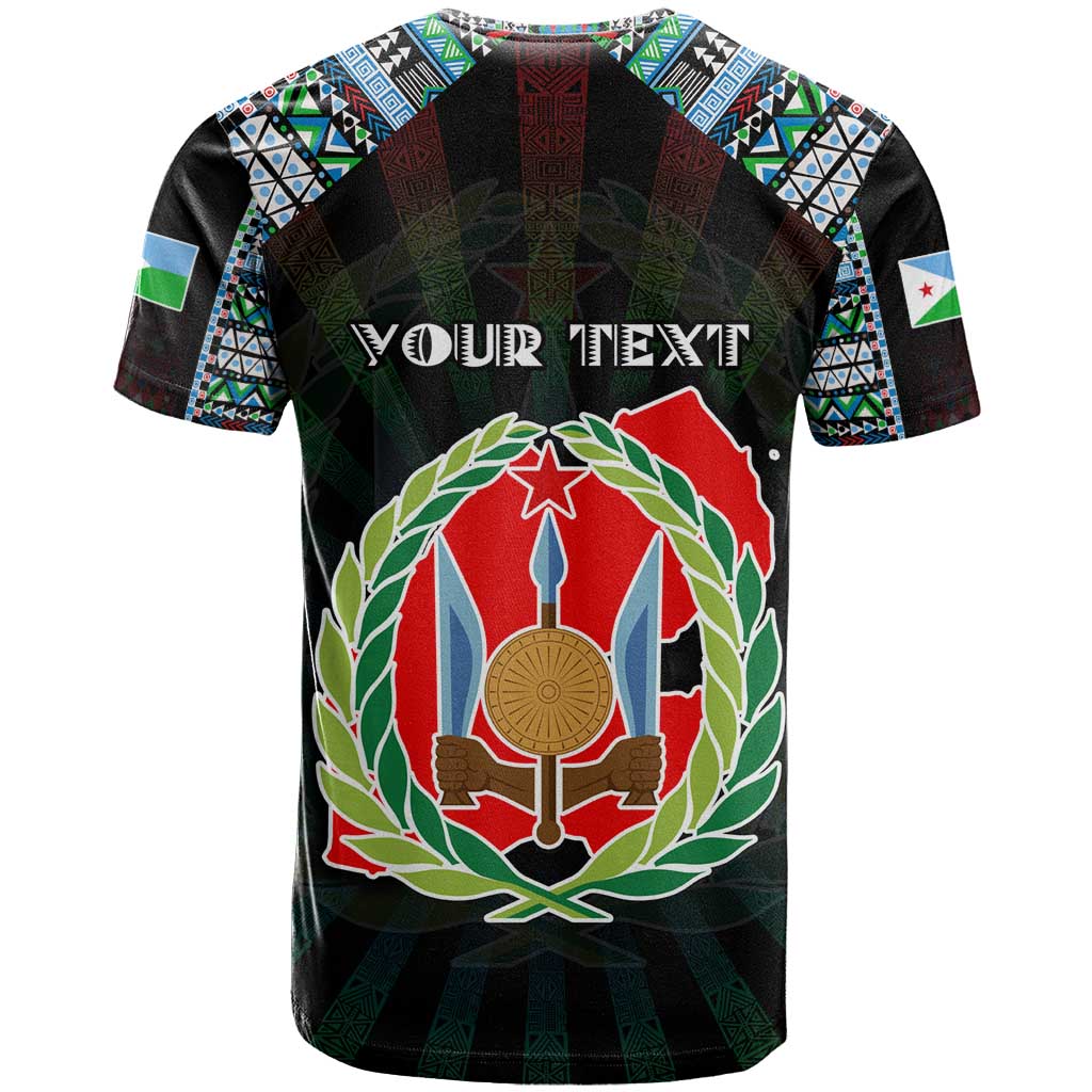 Personalized Djibouti Roots T shirt African Pride in Fingerprint and Tribal Colors DT02
