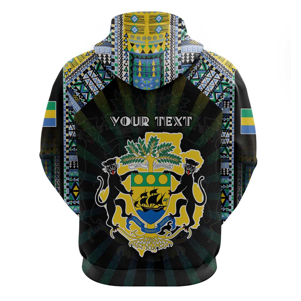 Personalized Gabon Roots Hoodie African Map in Fingerprint and Tribal Colors DT02