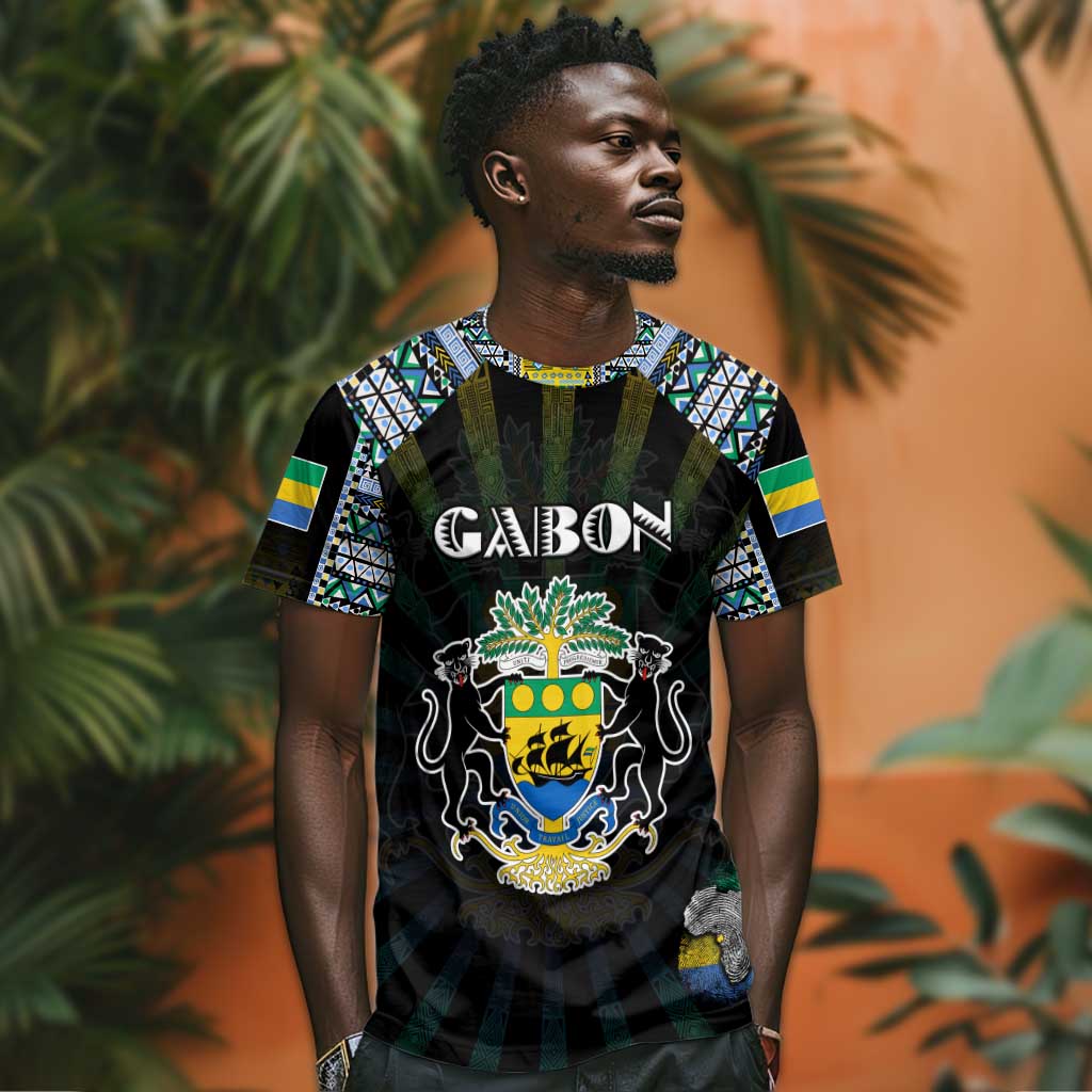 Personalized Gabon Roots T shirt African Pride in Fingerprint and Tribal Colors DT02
