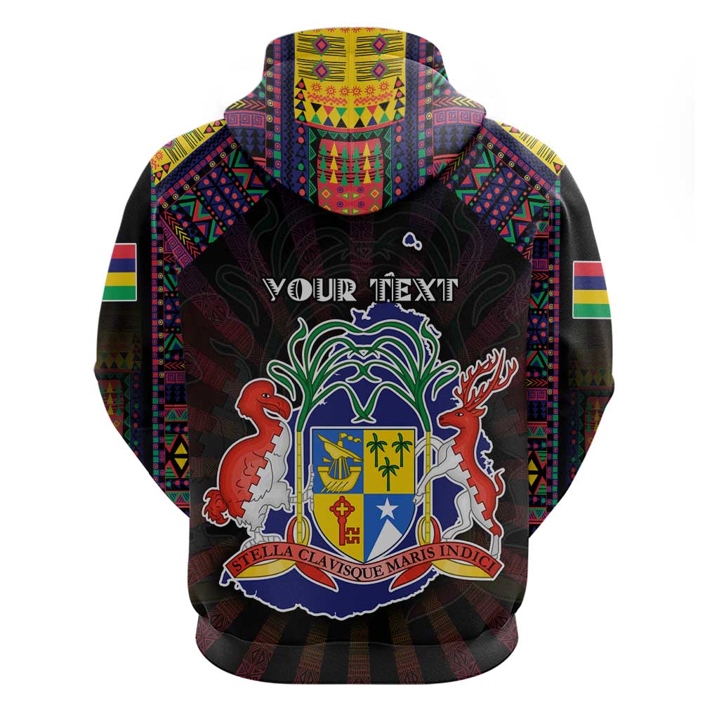 Personalized Mauritius Roots Hoodie African Map in Fingerprint and Tribal Colors DT02