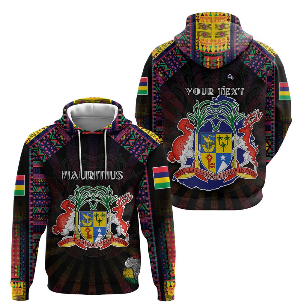 Personalized Mauritius Roots Hoodie African Map in Fingerprint and Tribal Colors DT02