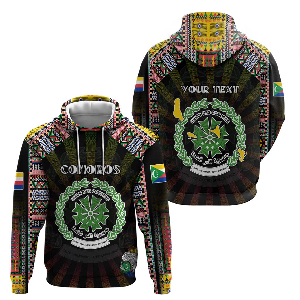 Personalized Comoros Roots Hoodie African Map in Fingerprint and Tribal Colors DT02