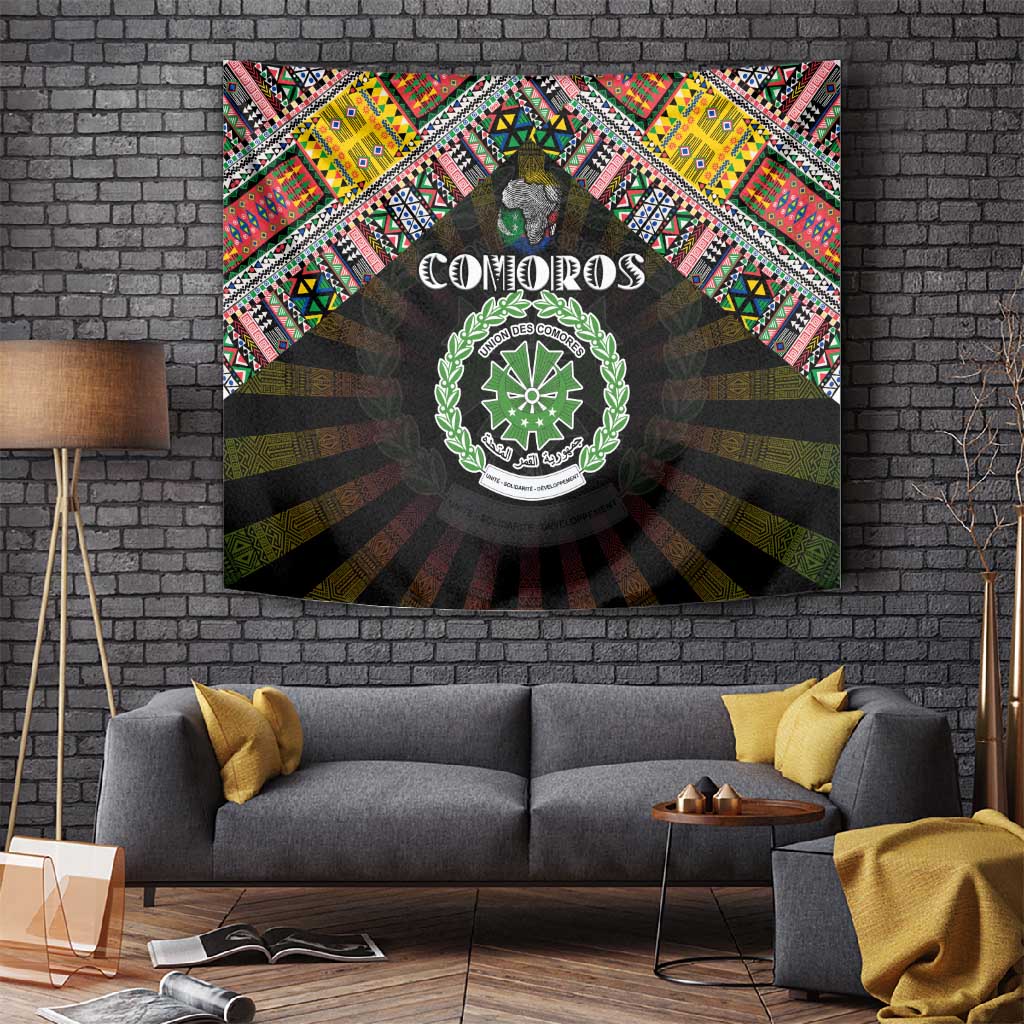 Comoros Roots Tapestry African Pride in Fingerprint and Tribal Colors DT02