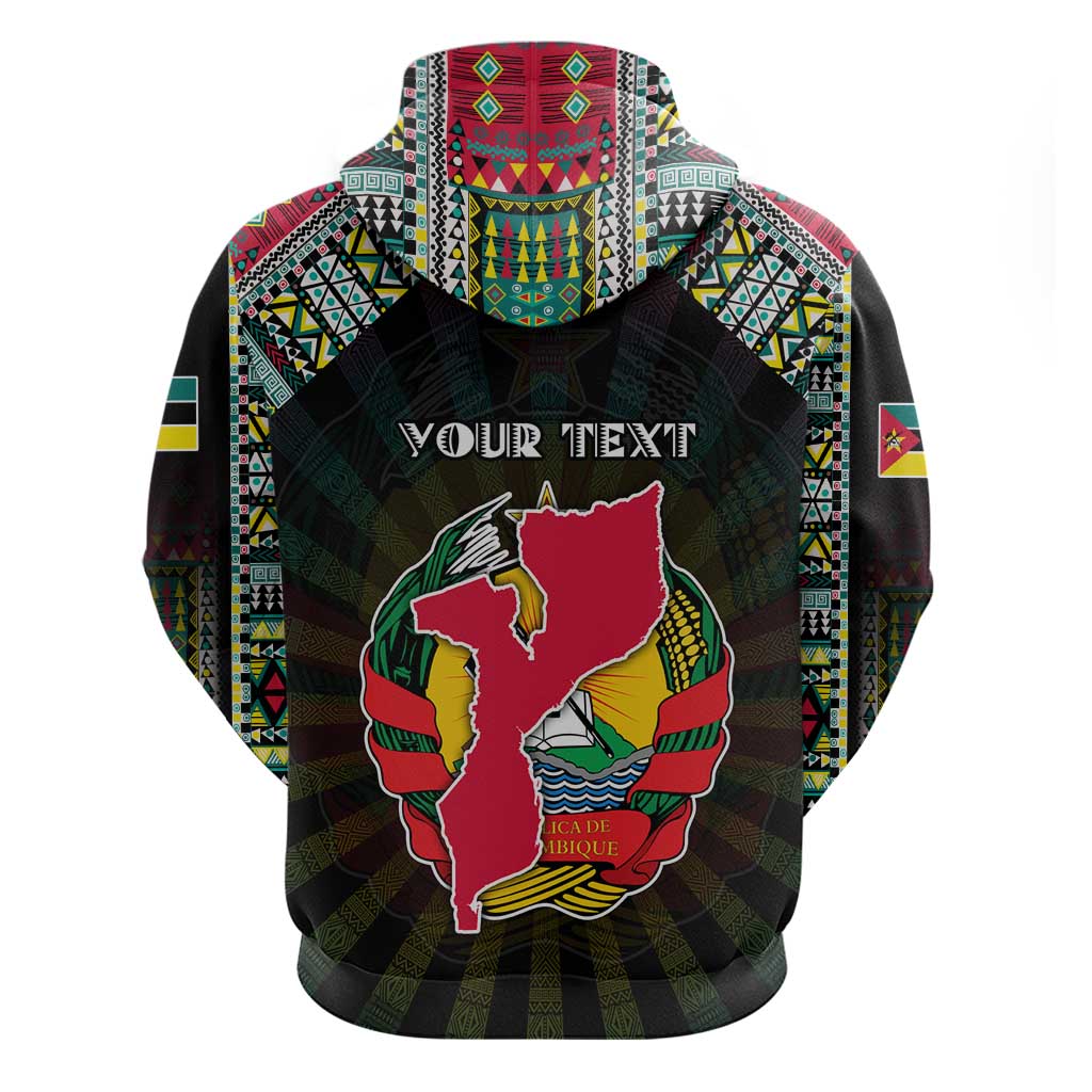 Personalized Mozambique Roots Hoodie African Map in Fingerprint and Tribal Colors DT02
