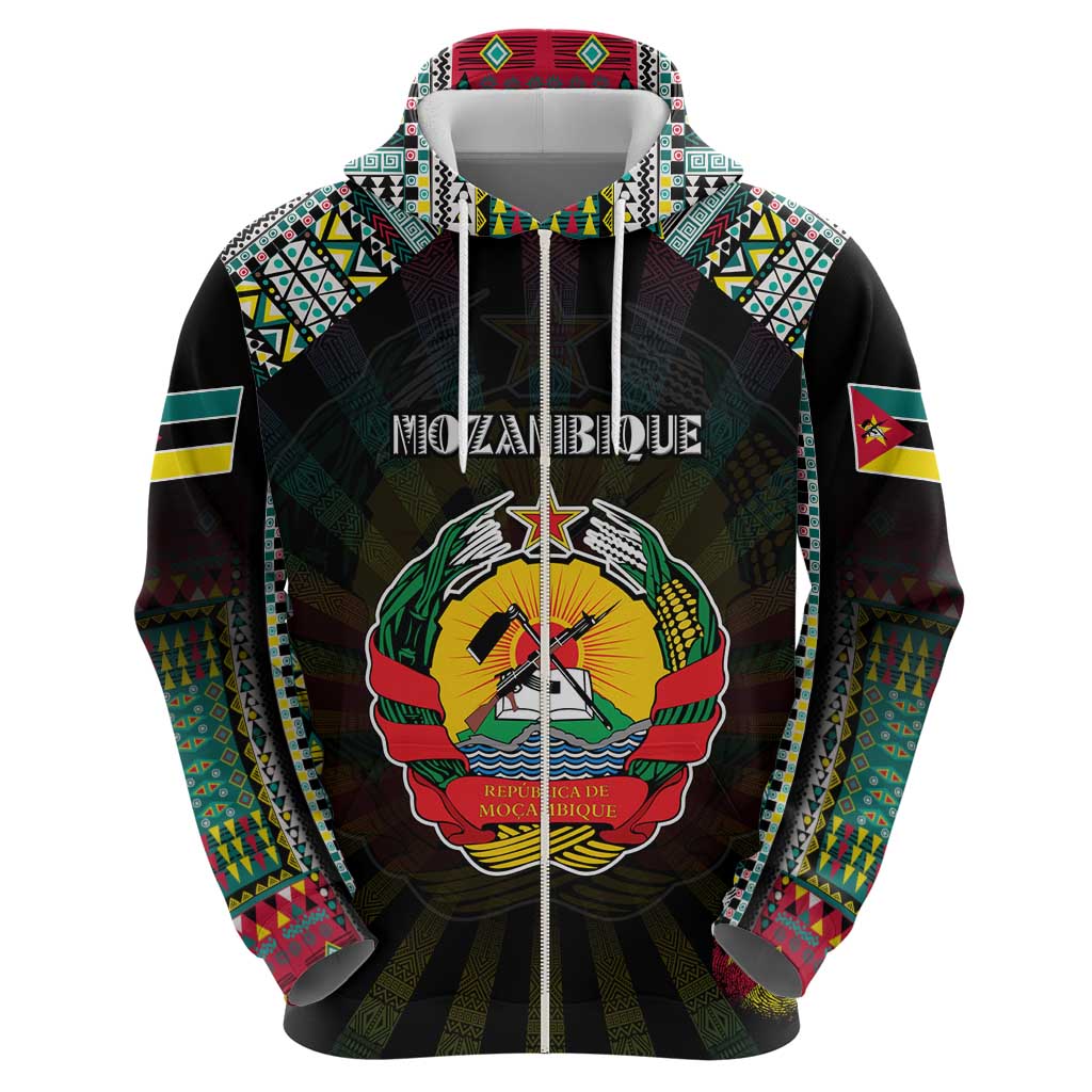 Personalized Mozambique Roots Hoodie African Map in Fingerprint and Tribal Colors DT02