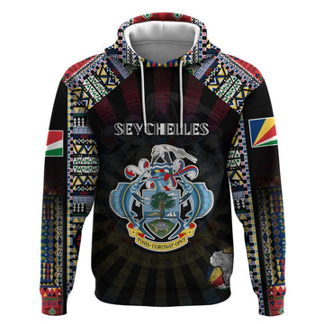 Personalized Seychelles Roots Hoodie African Map in Fingerprint and Tribal Colors DT02