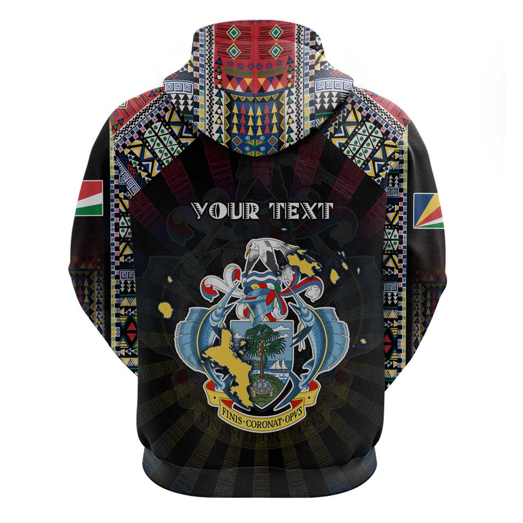 Personalized Seychelles Roots Hoodie African Map in Fingerprint and Tribal Colors DT02