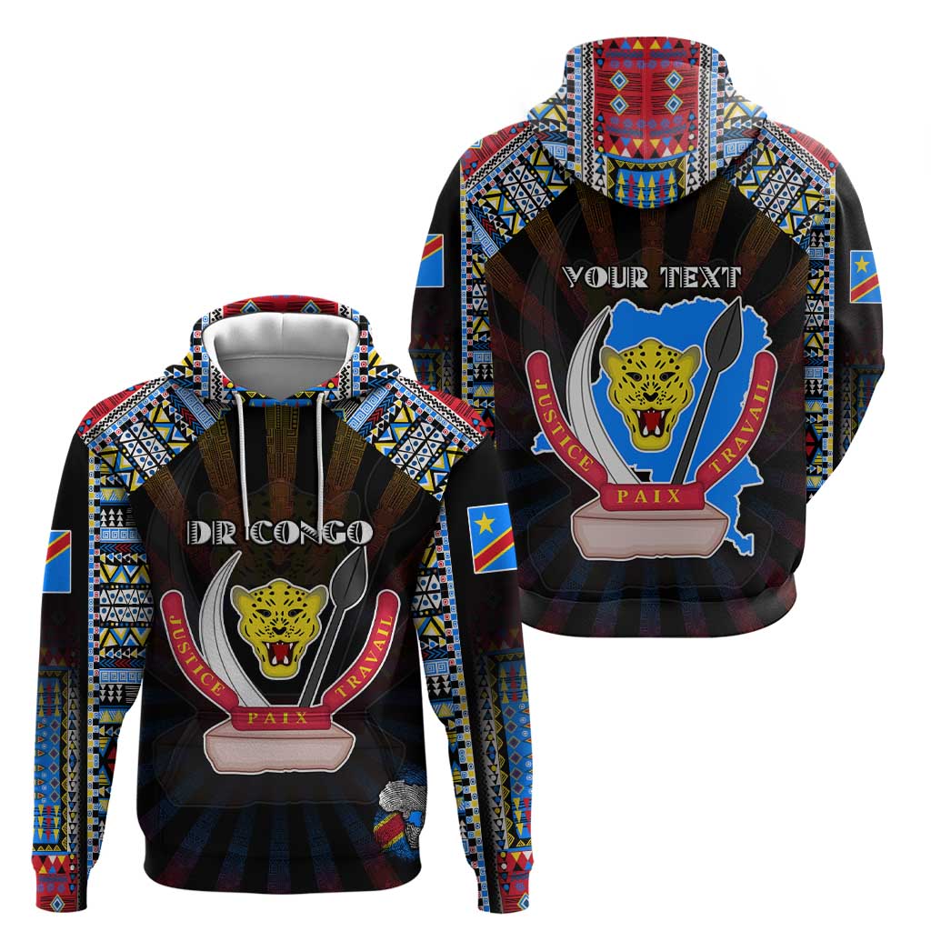 Personalized DR Congo Roots Hoodie African Map in Fingerprint and Tribal Colors DT02