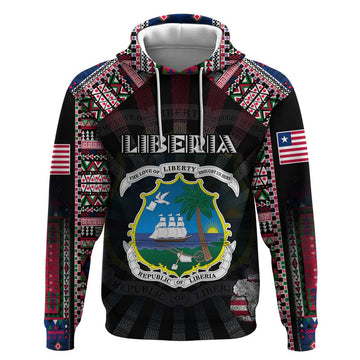 Personalized Liberia Roots Hoodie African Map in Fingerprint and Tribal Colors DT02