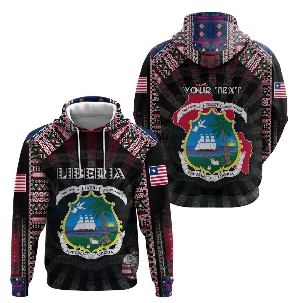 Personalized Liberia Roots Hoodie African Map in Fingerprint and Tribal Colors DT02