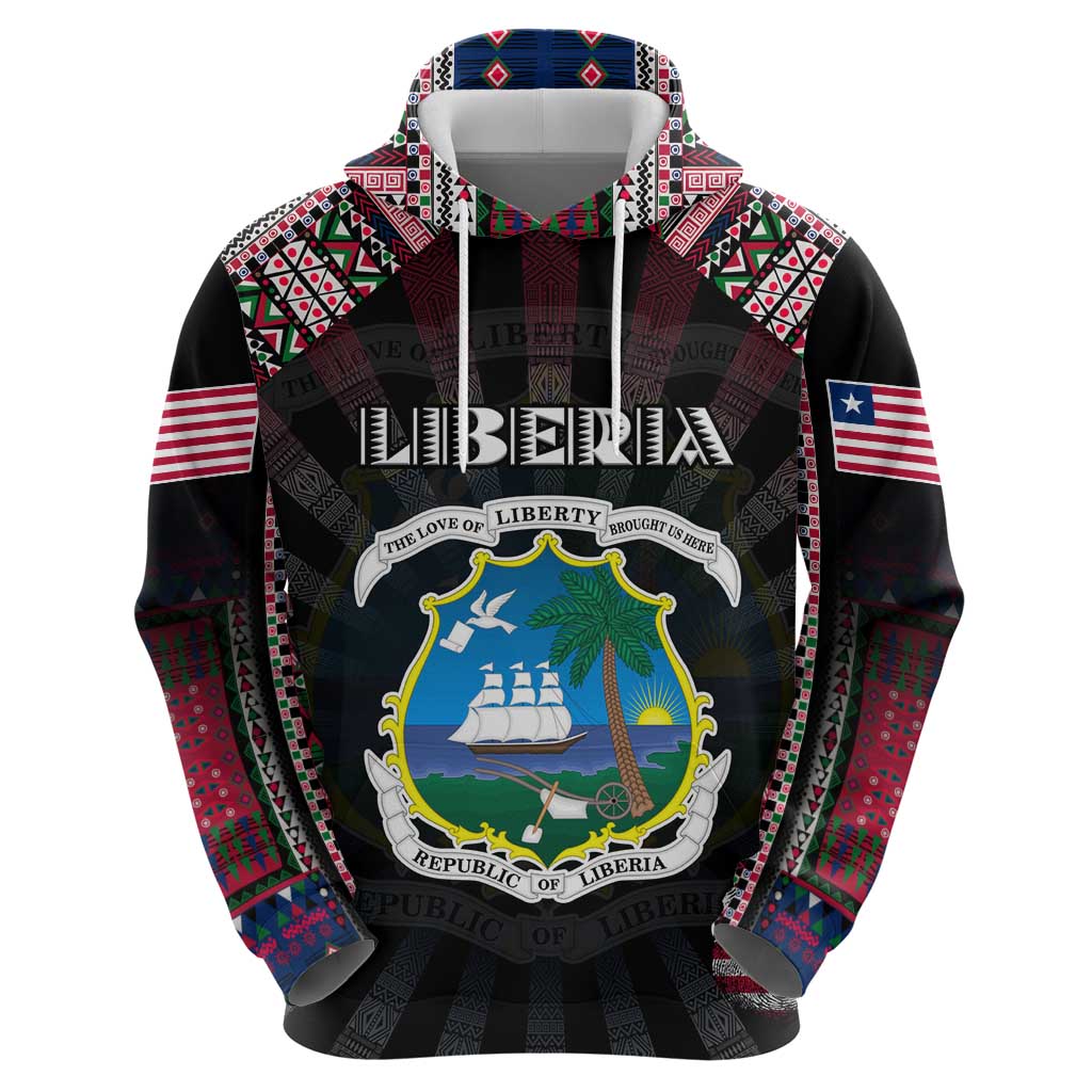 Personalized Liberia Roots Hoodie African Map in Fingerprint and Tribal Colors DT02