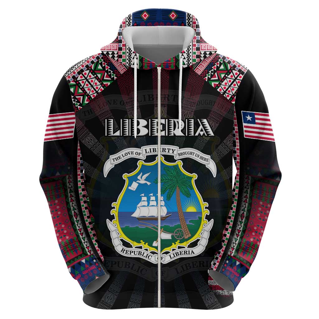 Personalized Liberia Roots Hoodie African Map in Fingerprint and Tribal Colors DT02